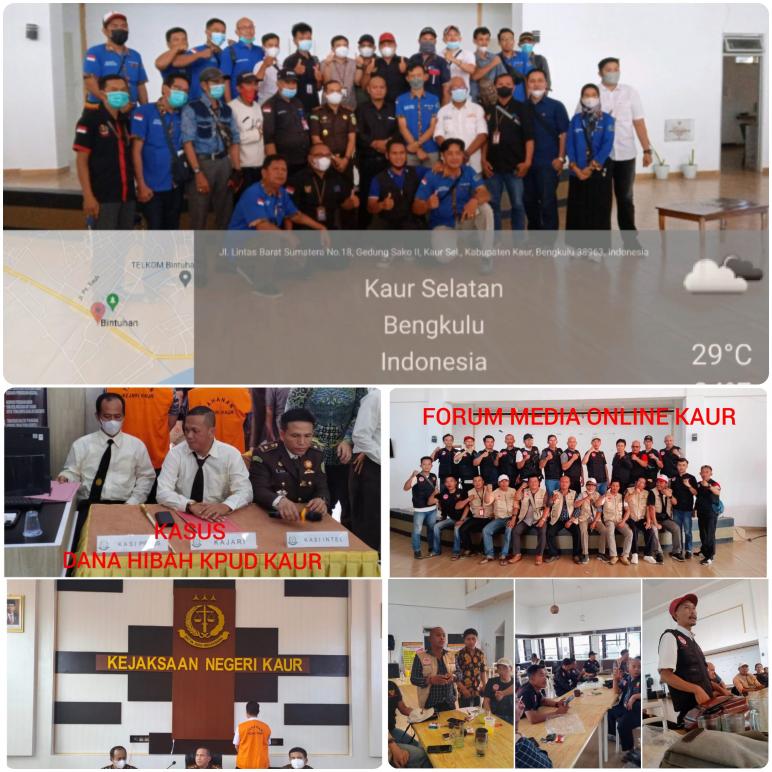 Foto penetapan tersangka, Foto Coffe morning Kejari kaur dan FMOK, dan foto rapat internal fmok