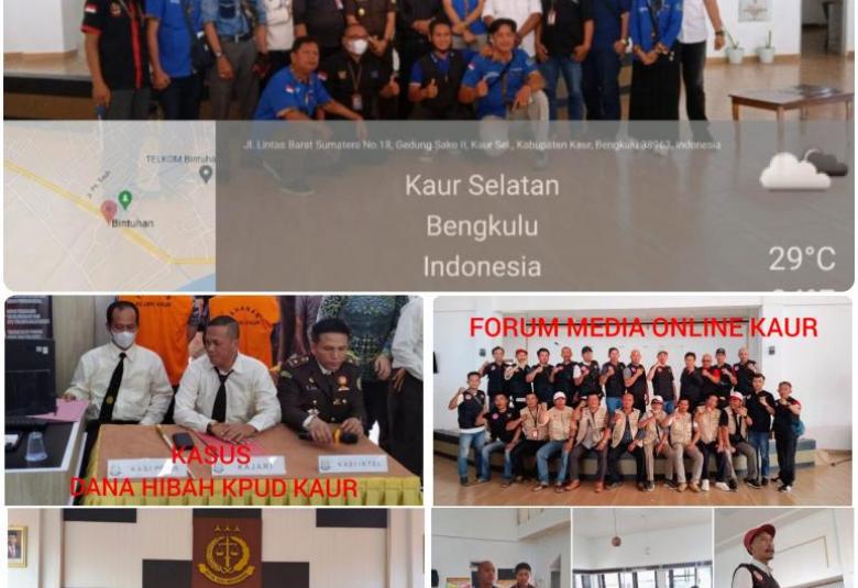 Foto penetapan tersangka, Foto Coffe morning Kejari kaur dan FMOK, dan foto rapat internal fmok