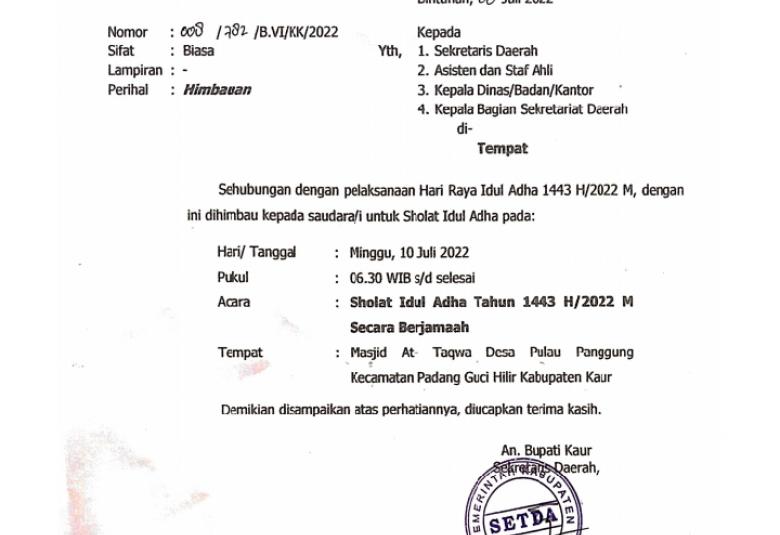 SE an Bupati Kaur Setda Kaur